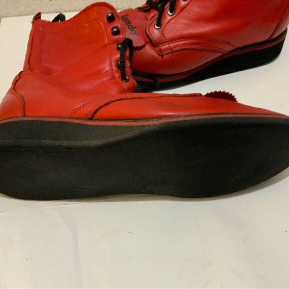 Laredo Women’s Red Western Roper Cowboy Boots Size 7 Soft Sole Lace Up - Picture 8 of 13